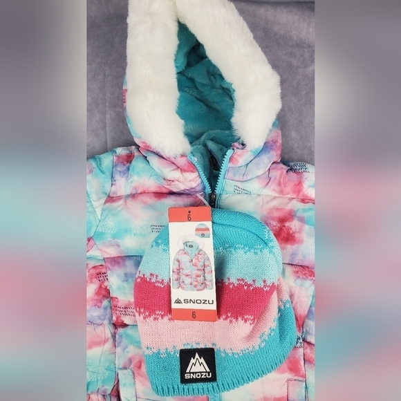 Snozu Winter Puffet Cotton‎ Candy Colors  Jacket with hat Size 6 - Picture 5 of 16
